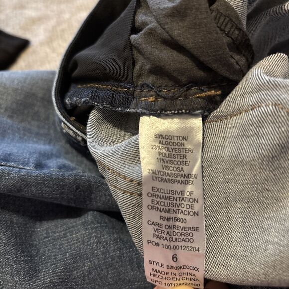 Democracy Jeans Women's 6 Blue Denim Ab Technology Straight Medium Wash Raw Hem - Picture 5 of 7